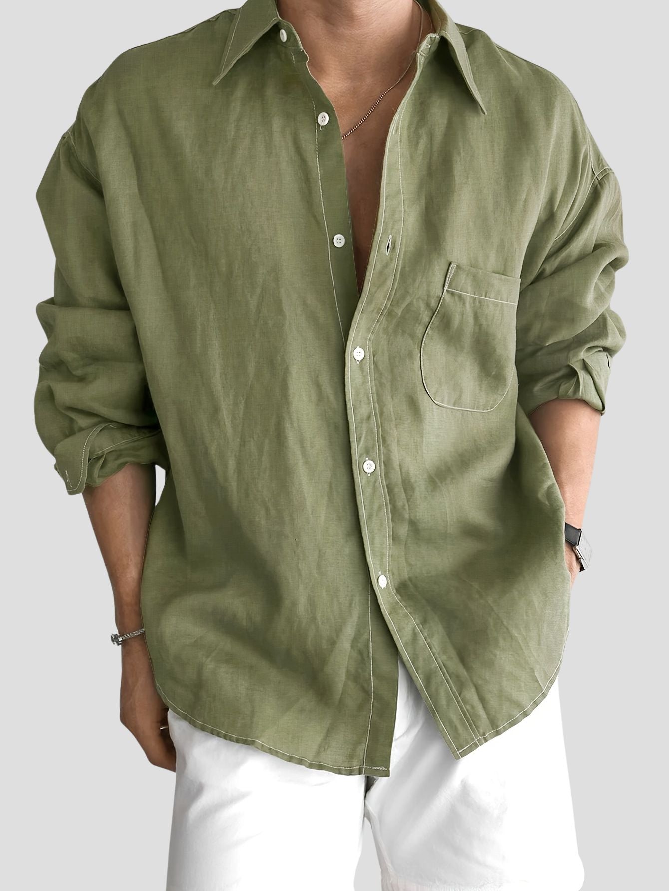 Men’s Solid Color Long Sleeve Shirt