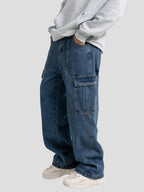 Men’s Casual Loose Fit Jeans with Side Pockets
