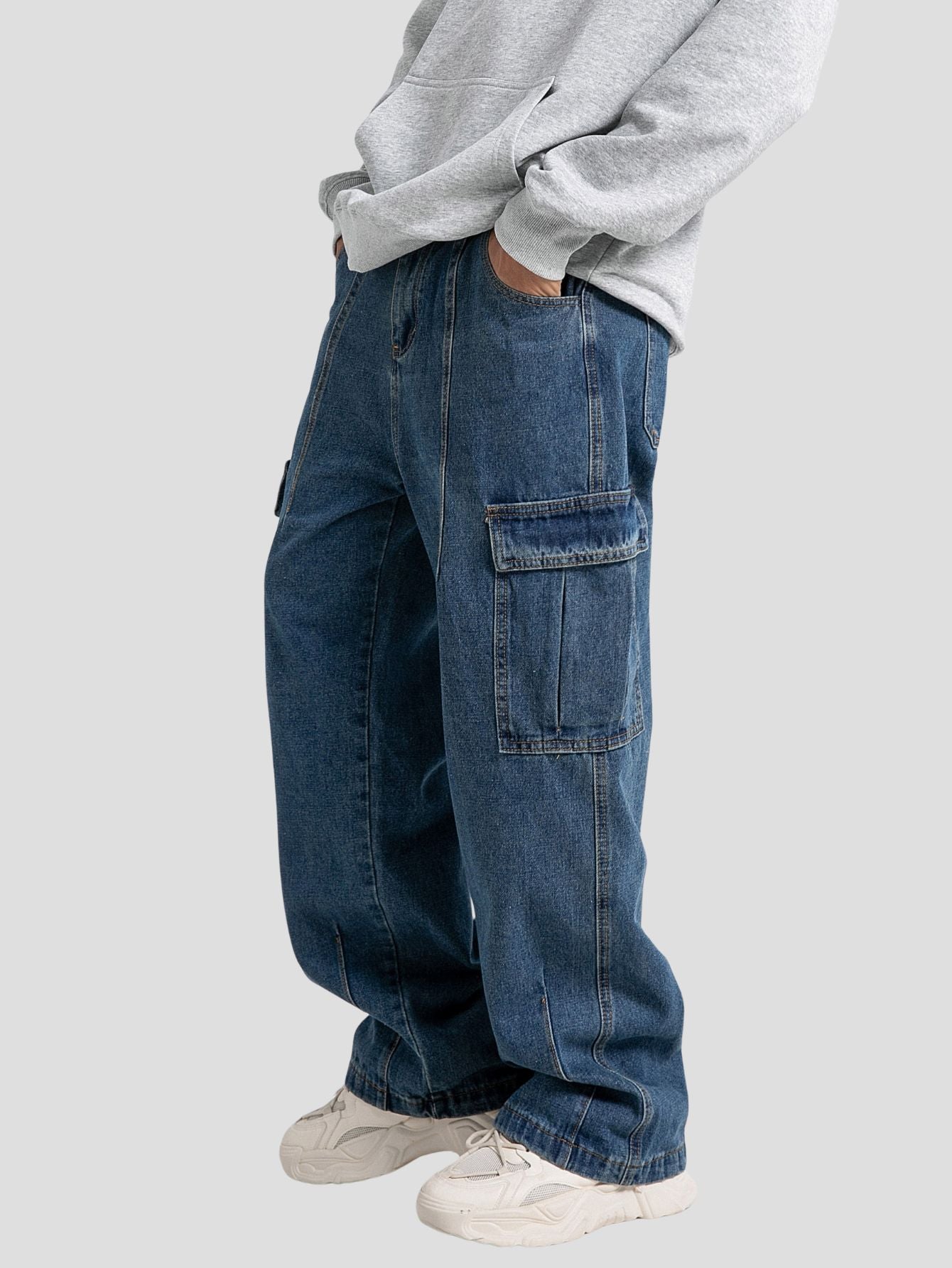 Men’s Casual Loose Fit Jeans with Side Pockets