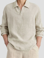 Men’s Linen Texture V-Neck Shirt