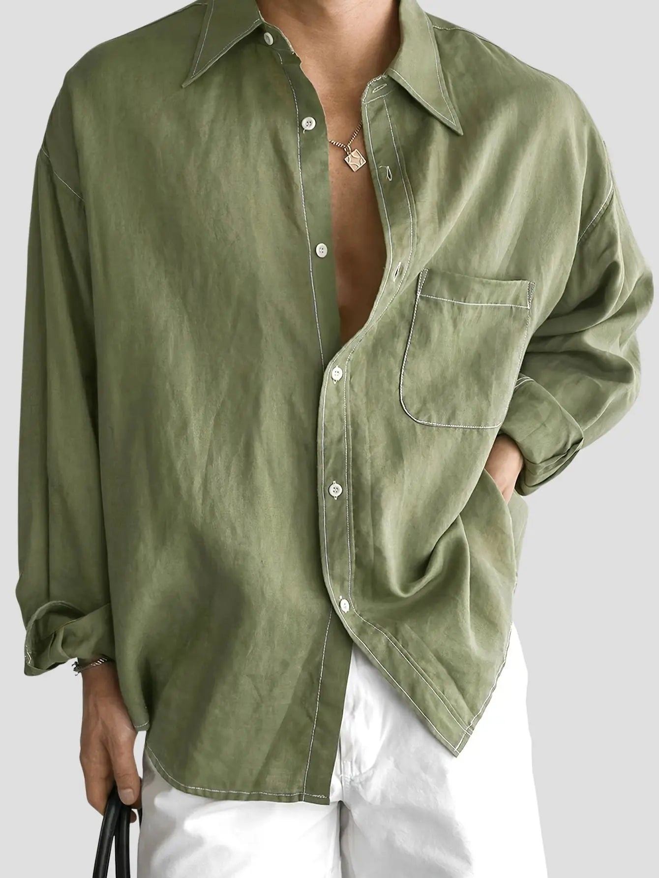 Men’s Solid Color Long Sleeve Shirt
