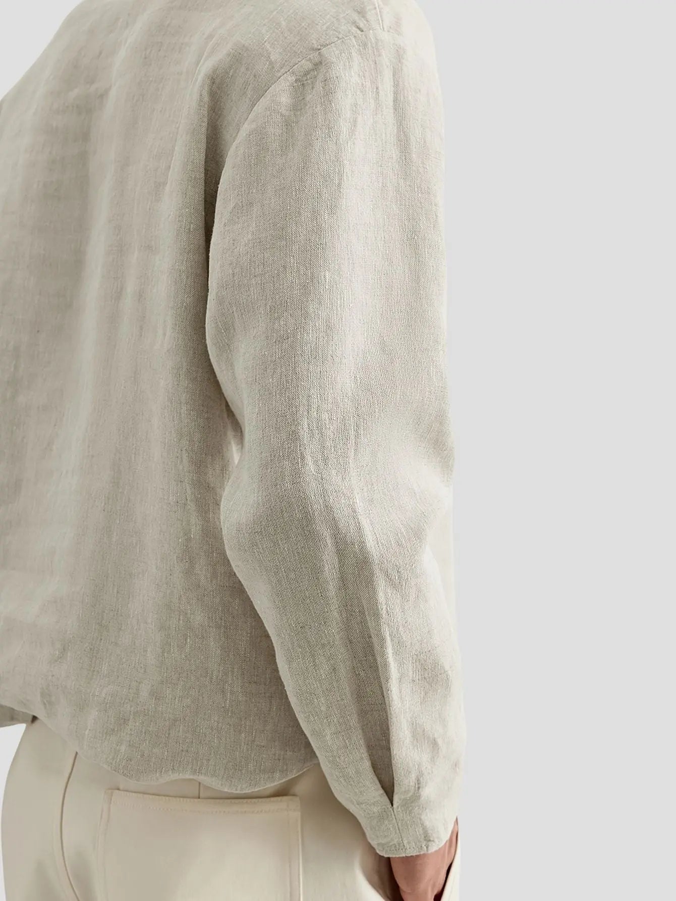 Men’s Linen Texture V-Neck Shirt