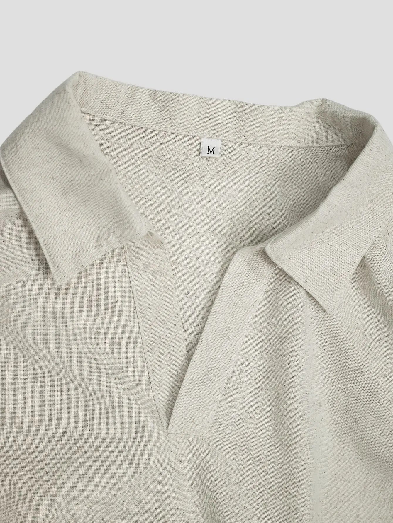 Men’s Linen Texture V-Neck Shirt